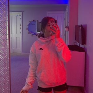 grey nike funnel-neck fleece